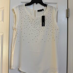 Apt. 9 Ivory Jewel-Embellished Sleeveless Blouse